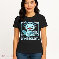 Boy Gamesolotl Axolotl Video Gamer Funny Gaming Women's T-Shirt thumb 4