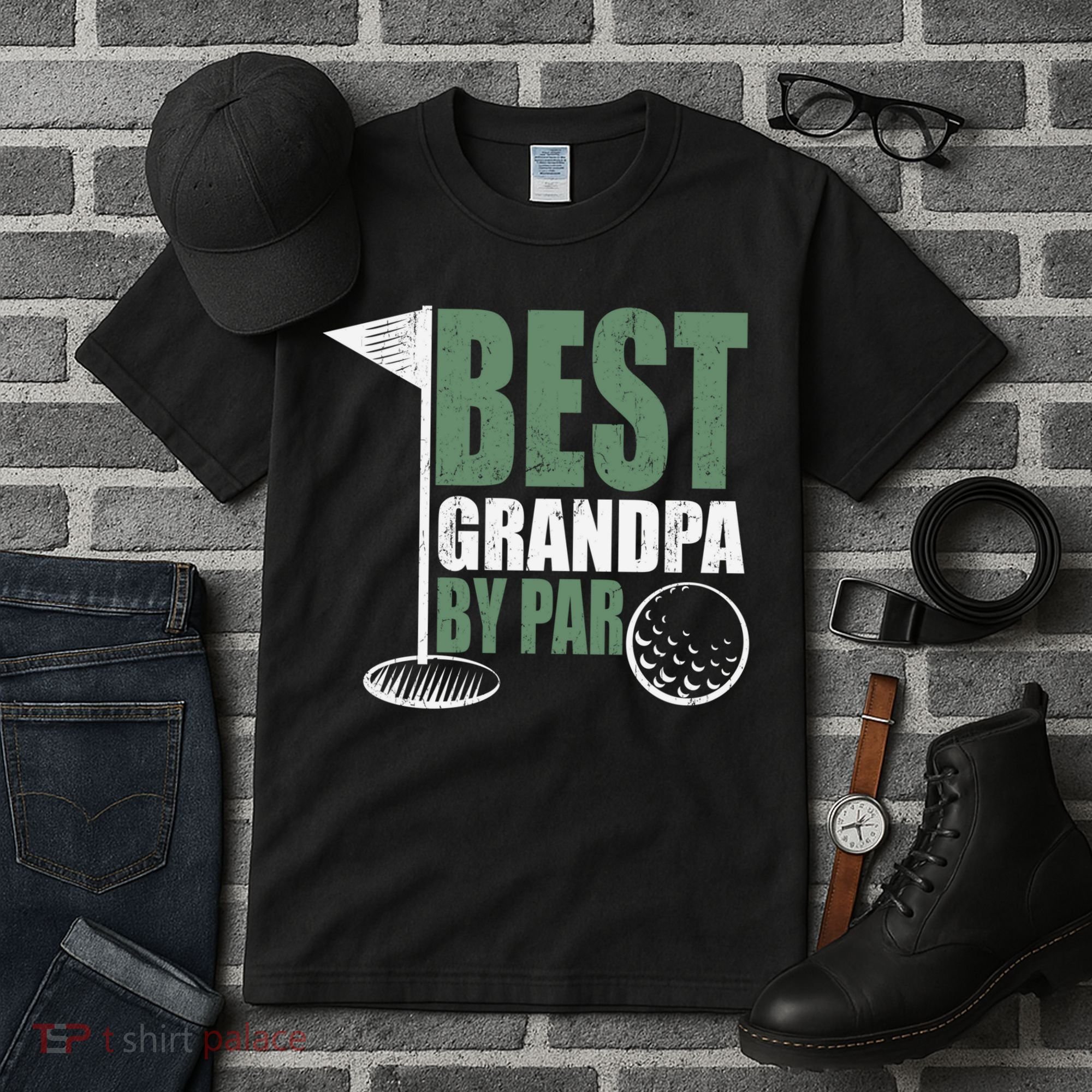 Best Grandpa By Par Father's Day Distressed Tall T-Shirt