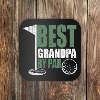 Best Grandpa By Par Father's Day Distressed Coaster