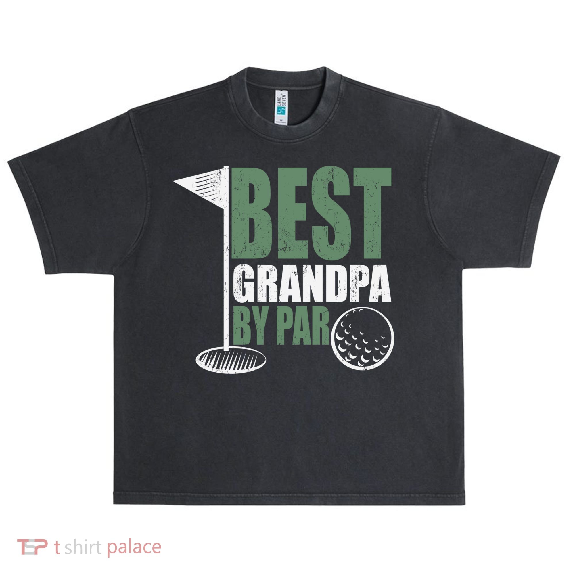 Best Grandpa By Par Father's Day Distressed Urban Oversized Heavyweight T-Shirt