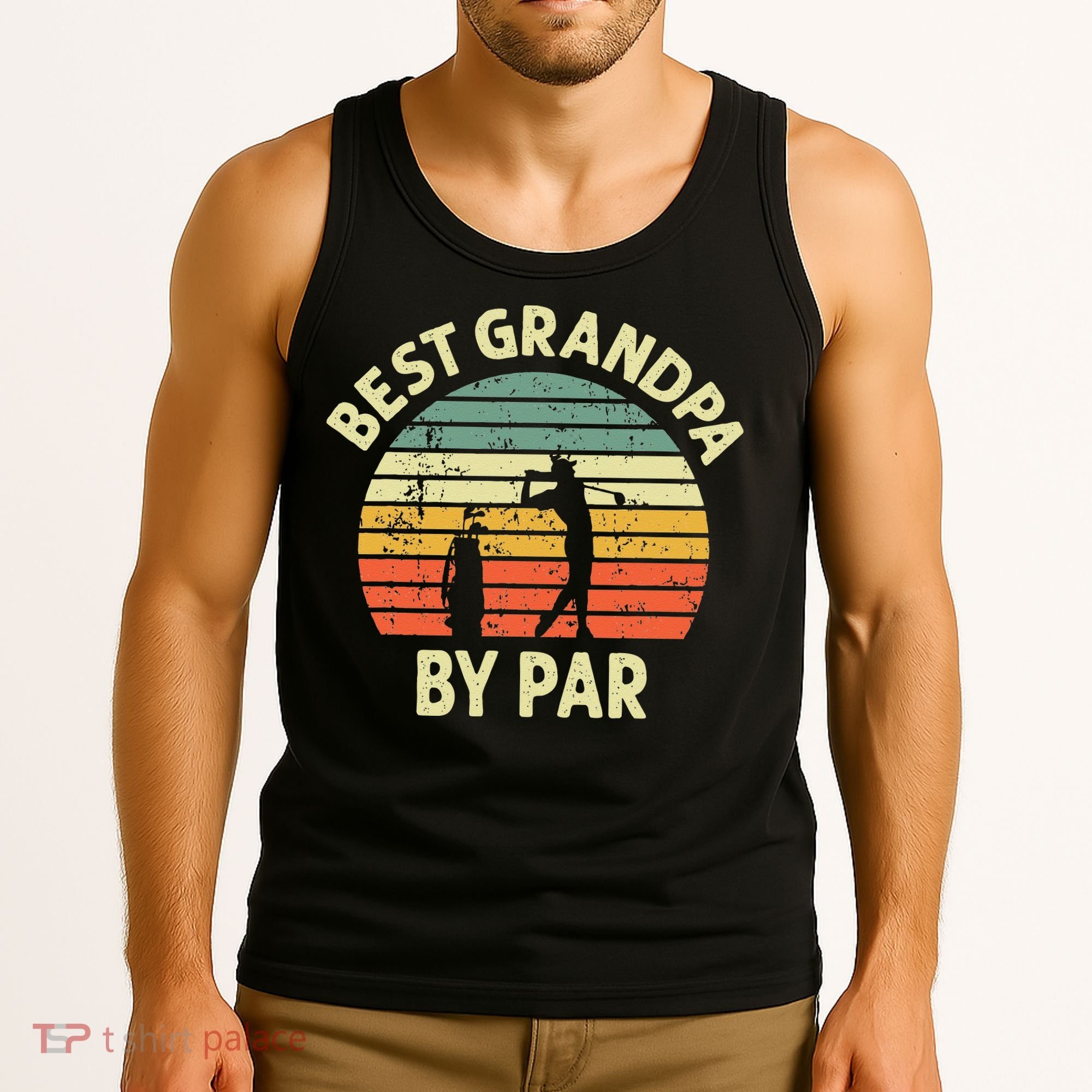 Best Grandpa By Par Golf Golfer Golfing Grandfather Tank Top