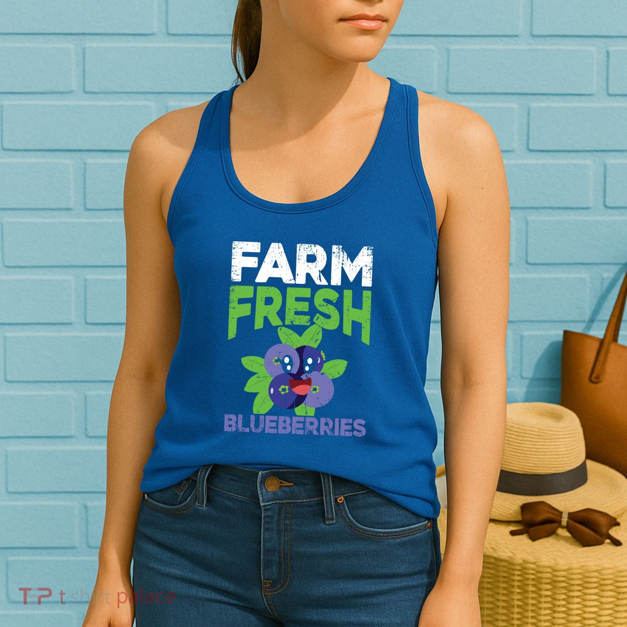 Blueberries Graphics Blueberry Lover Farmer Blueberry Fruit Cool Gift Women's Tank Top