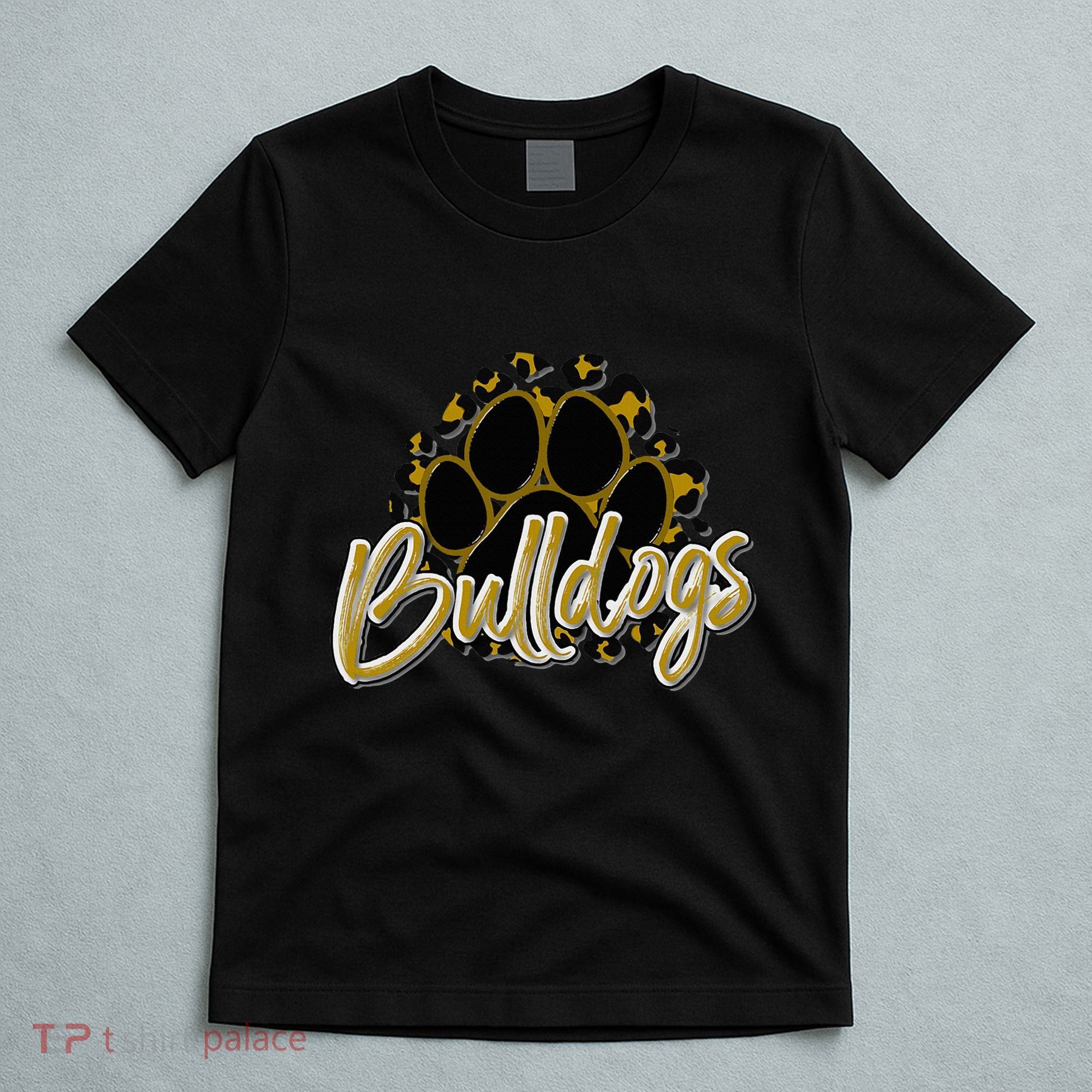 Bulldogs Gold Black Cheetah School Sports Fan Team Spirit T-Shirt