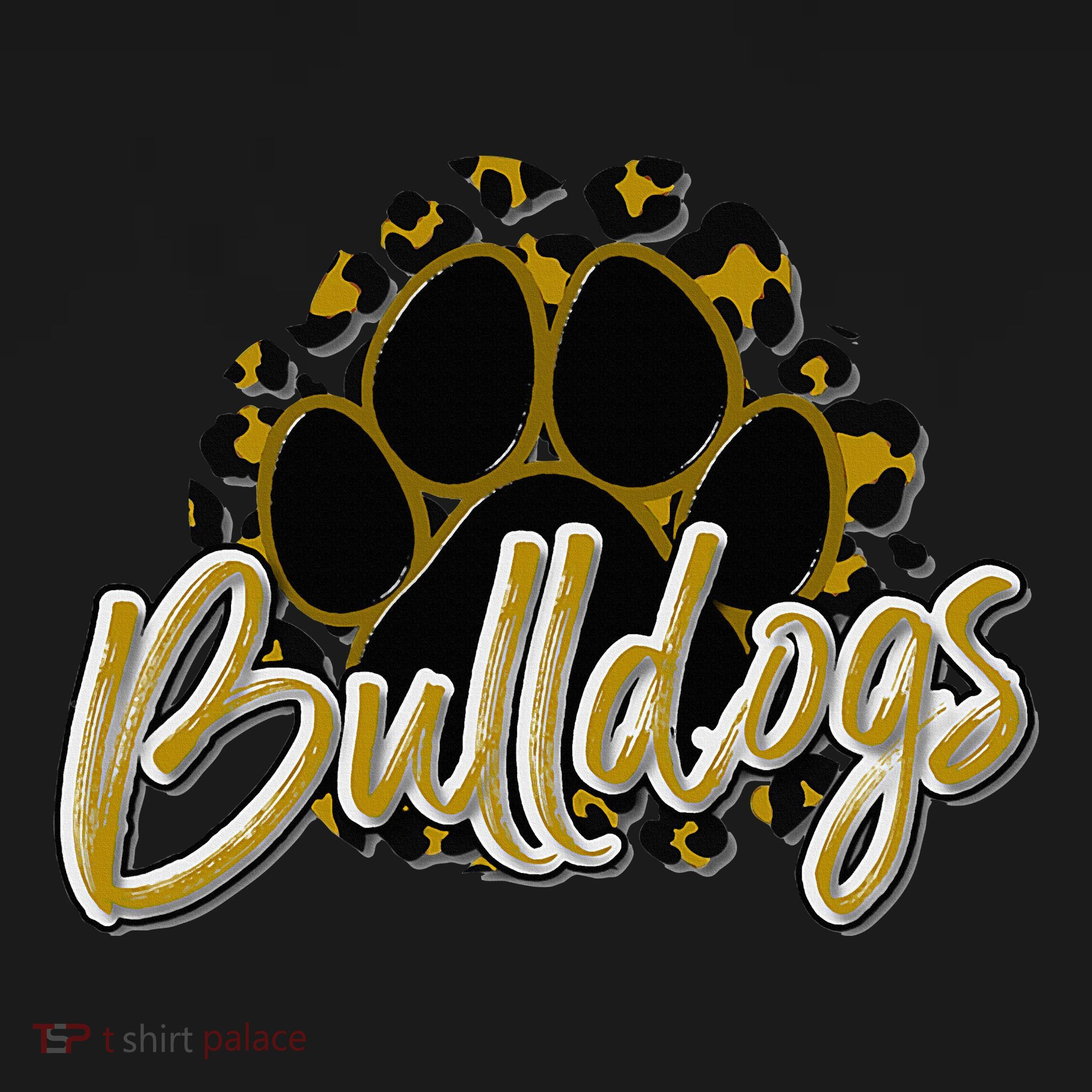 Bulldogs Gold Black Cheetah School Sports Fan Team Spirit T-Shirt