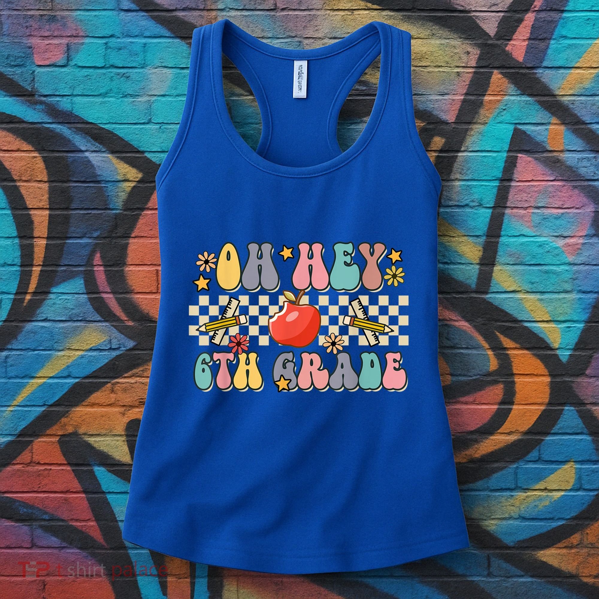 Boho Groovy Back To School Oh Hey 6Th Grade Sixth Grade Great Gift Women's Tank Top