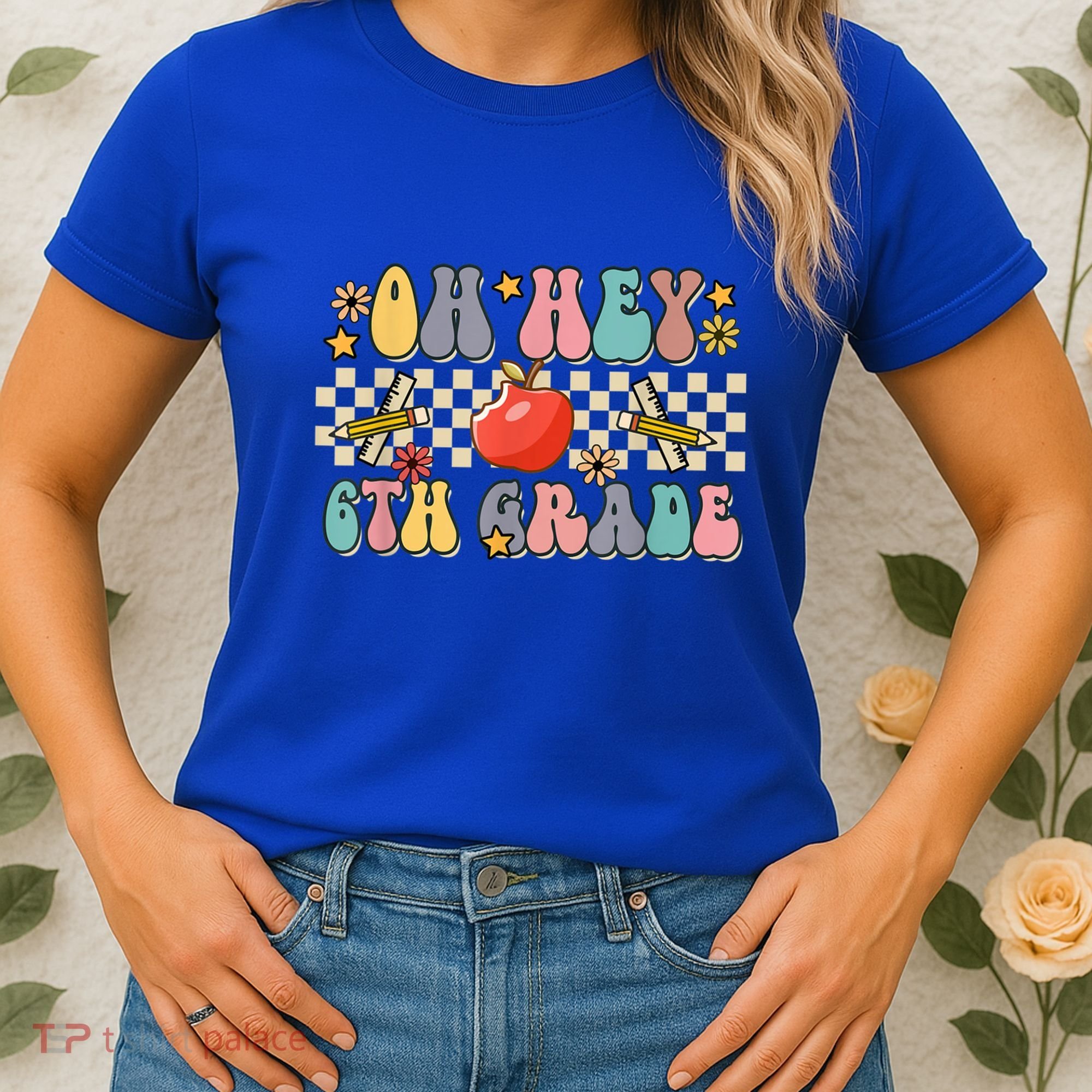 Boho Groovy Back To School Oh Hey 6Th Grade Sixth Grade Great Gift Women's T-Shirt