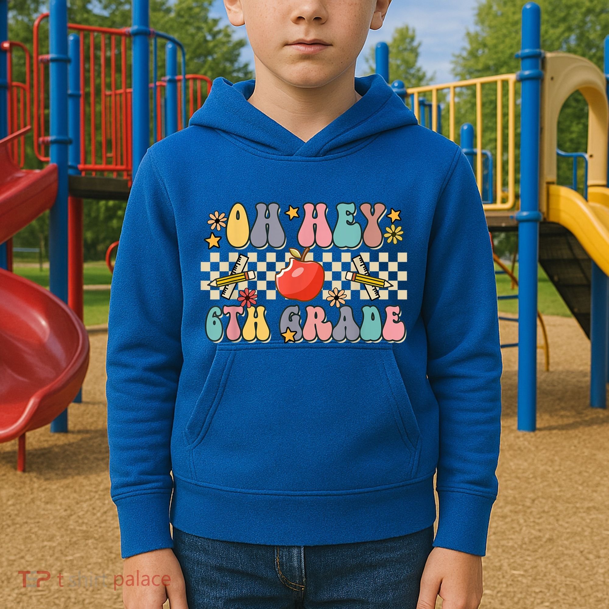 Boho Groovy Back To School Oh Hey 6Th Grade Sixth Grade Great Gift Kids Hoodie