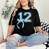 Birthday Girl Blue Coquette Bow 12 Year Old Comfort Colors T-Shirt thumb 2