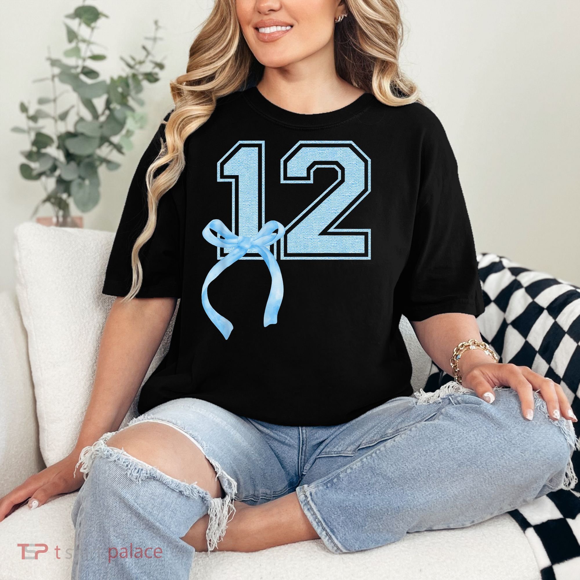 Birthday Girl Blue Coquette Bow 12 Year Old Comfort Colors T-Shirt