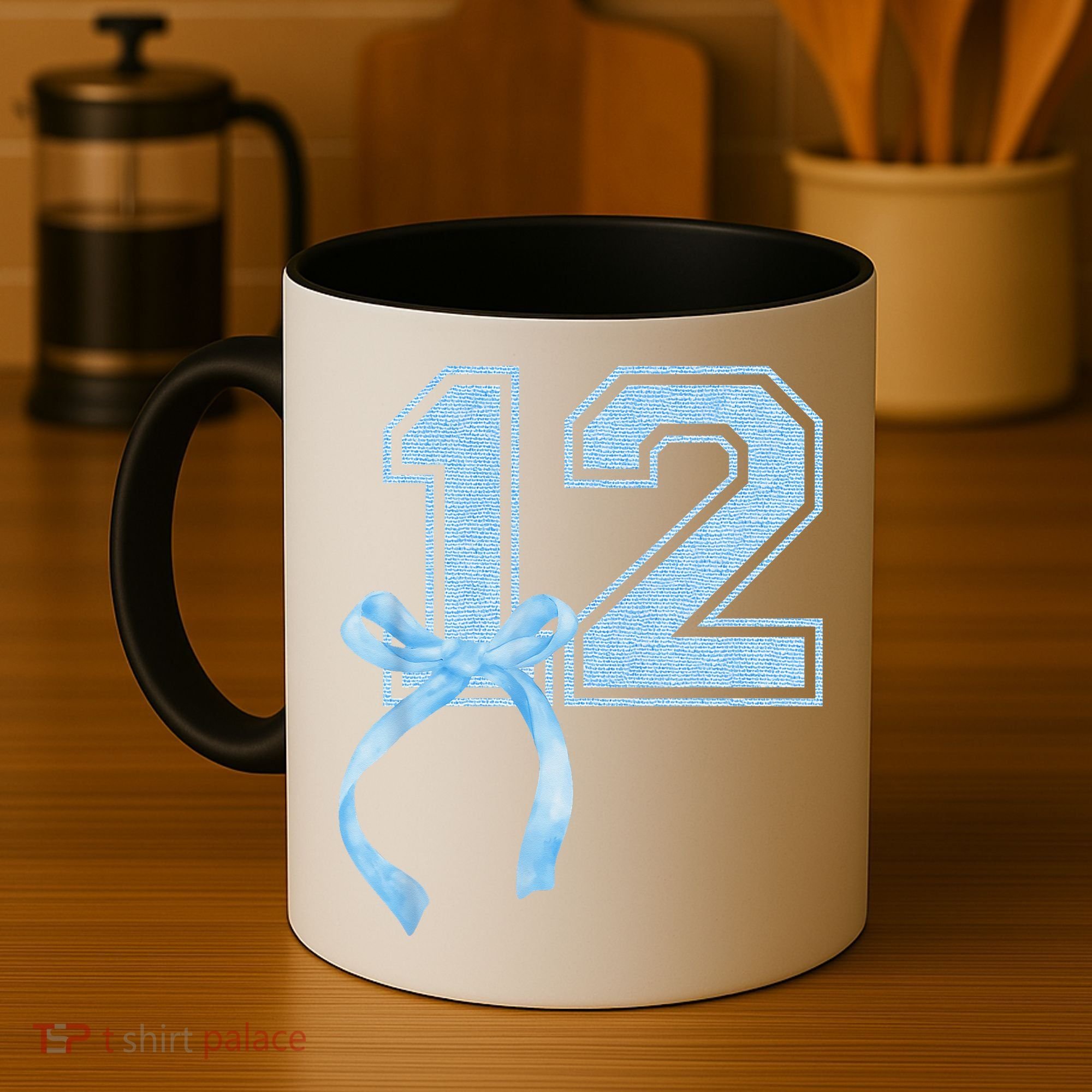 Birthday Girl Blue Coquette Bow 12 Year Old Coffee Mug