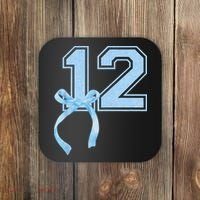 Birthday Girl Blue Coquette Bow 12 Year Old Coaster thumb 0