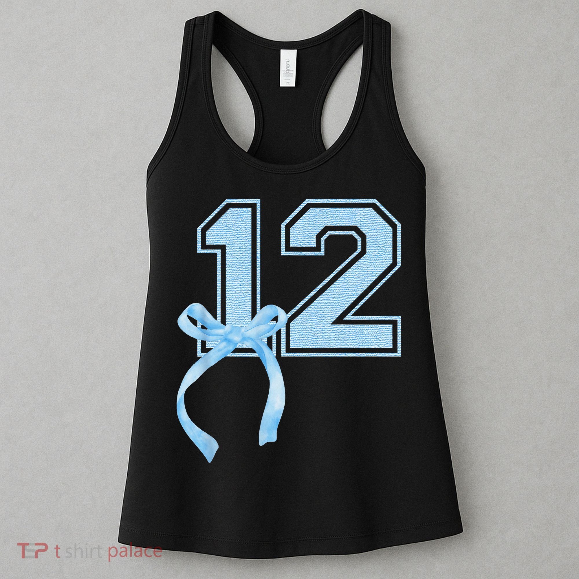 Birthday Girl Blue Coquette Bow 12 Year Old Women's Tank Top