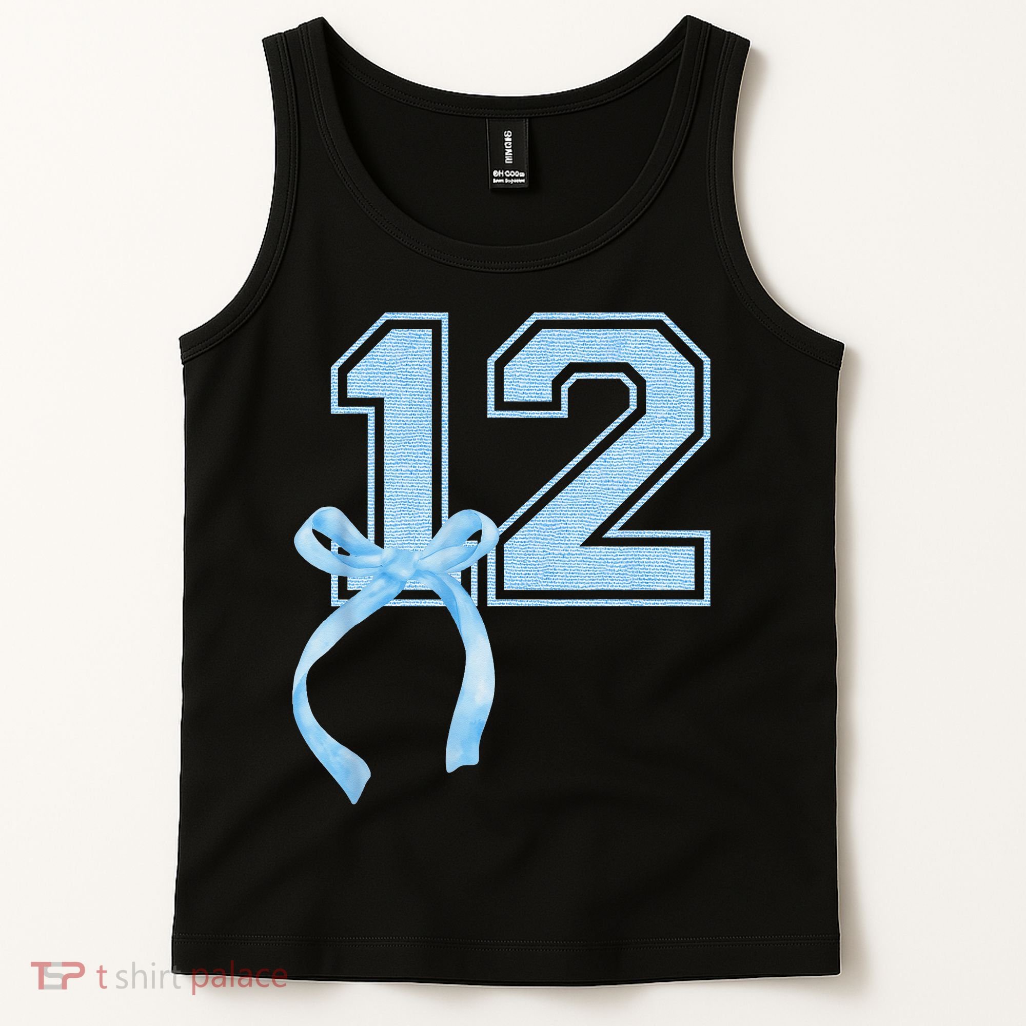 Birthday Girl Blue Coquette Bow 12 Year Old Tank Top