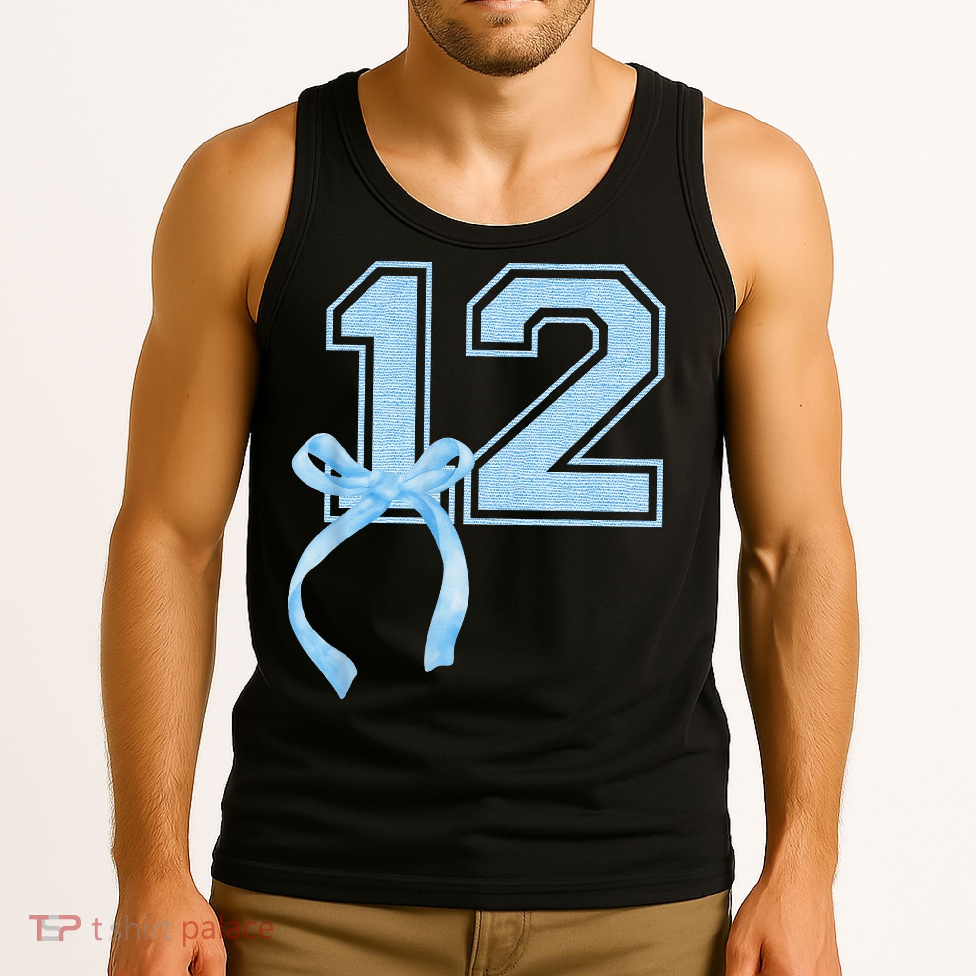 Birthday Girl Blue Coquette Bow 12 Year Old Tank Top