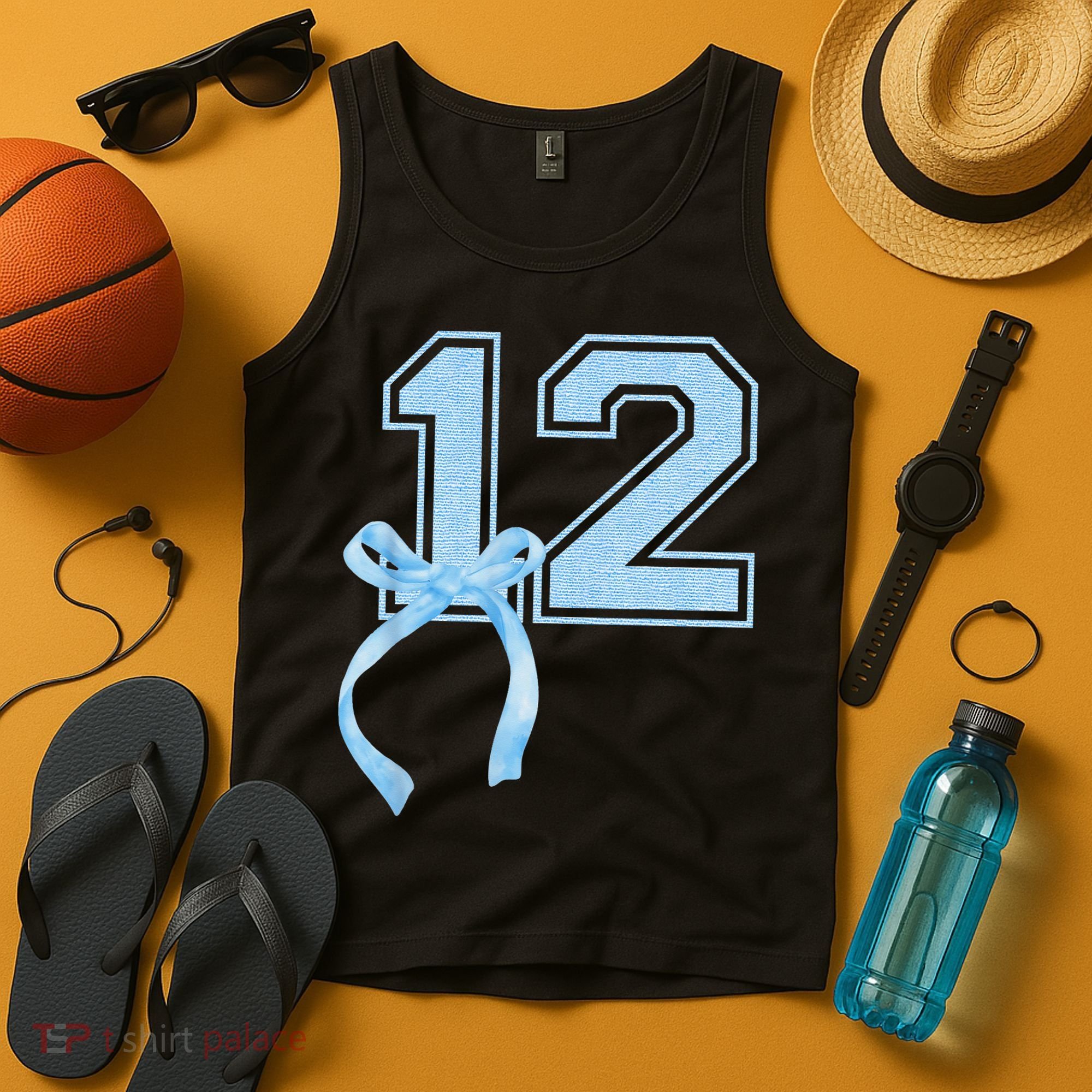 Birthday Girl Blue Coquette Bow 12 Year Old Tank Top