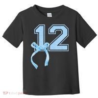 Birthday Girl Blue Coquette Bow 12 Year Old Toddler T-Shirt thumb 0