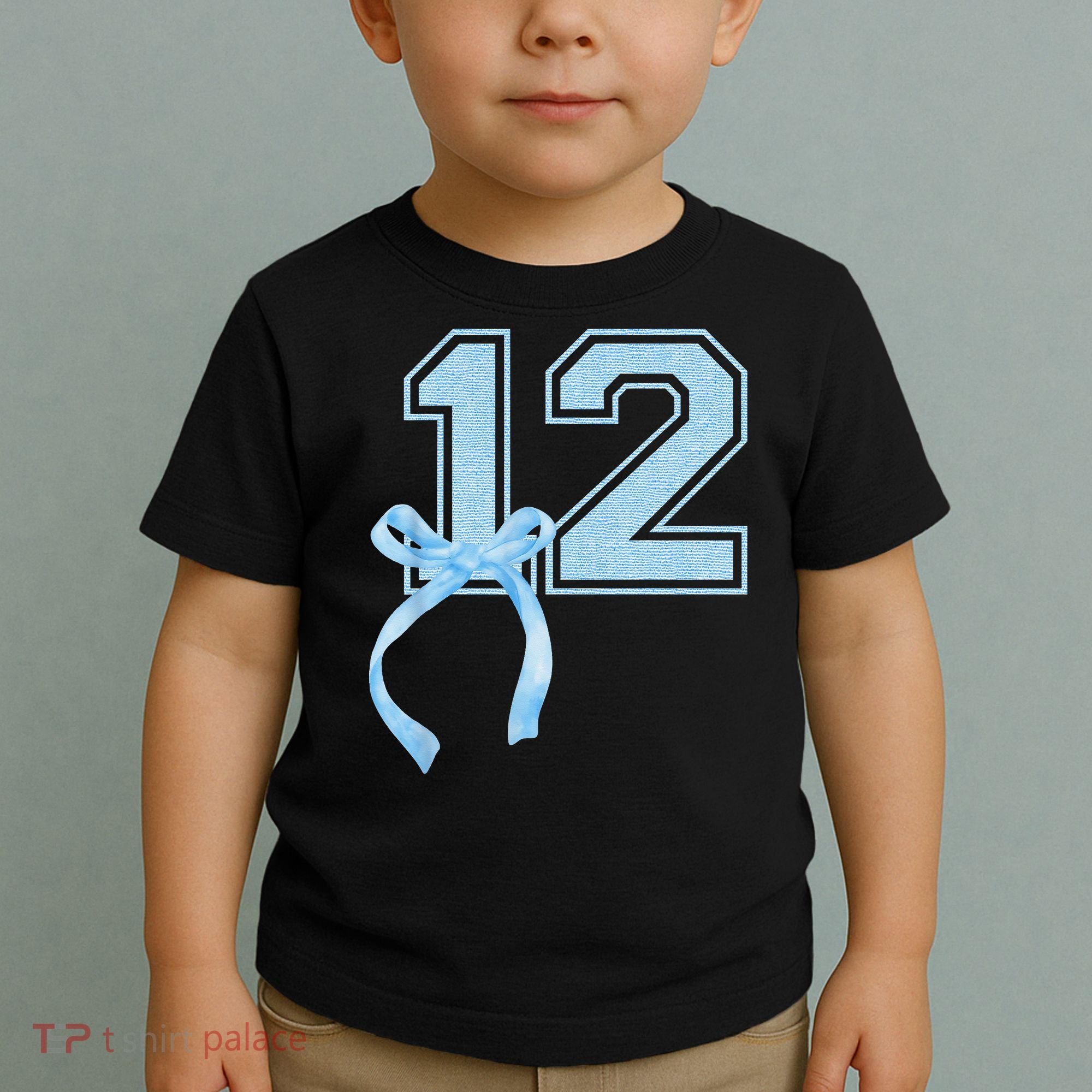 Birthday Girl Blue Coquette Bow 12 Year Old Toddler T-Shirt