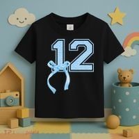Birthday Girl Blue Coquette Bow 12 Year Old Toddler T-Shirt thumb 3