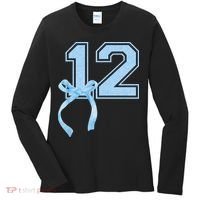 Birthday Girl Blue Coquette Bow 12 Year Old Women's Long Sleeve Shirt thumb 0