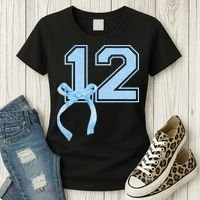 Birthday Girl Blue Coquette Bow 12 Year Old Women's T-Shirt thumb 3