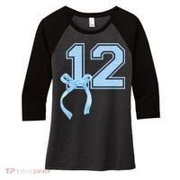 Birthday Girl Blue Coquette Bow 12 Year Old Women's Tri-Blend 3/4-Sleeve Raglan Shirt thumb 0