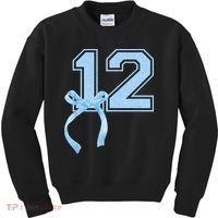 Birthday Girl Blue Coquette Bow 12 Year Old Kids Sweatshirt thumb 0