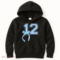 Birthday Girl Blue Coquette Bow 12 Year Old Kids Hoodie thumb 0