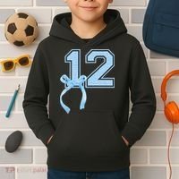 Birthday Girl Blue Coquette Bow 12 Year Old Kids Hoodie thumb 2