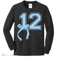Birthday Girl Blue Coquette Bow 12 Year Old Kids Long Sleeve Shirt thumb 0