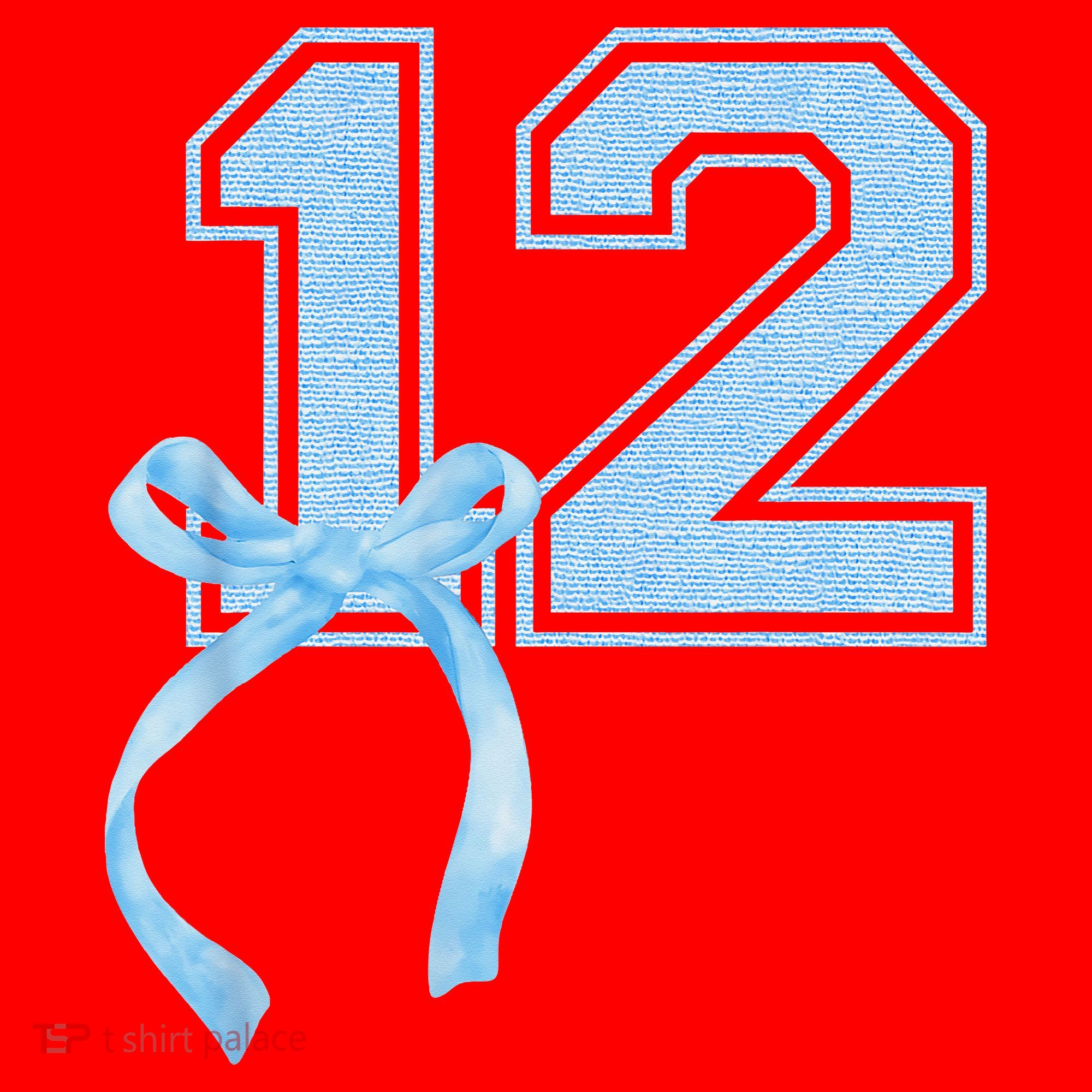 Birthday Girl Blue Coquette Bow 12 Year Old Santa Hat