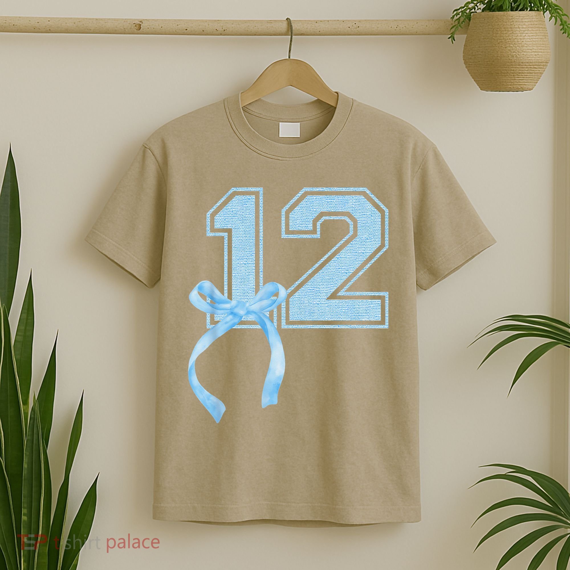 Birthday Girl Blue Coquette Bow 12 Year Old T-Shirt