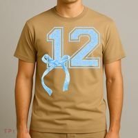 Birthday Girl Blue Coquette Bow 12 Year Old T-Shirt thumb 3