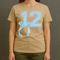 Birthday Girl Blue Coquette Bow 12 Year Old T-Shirt thumb 4