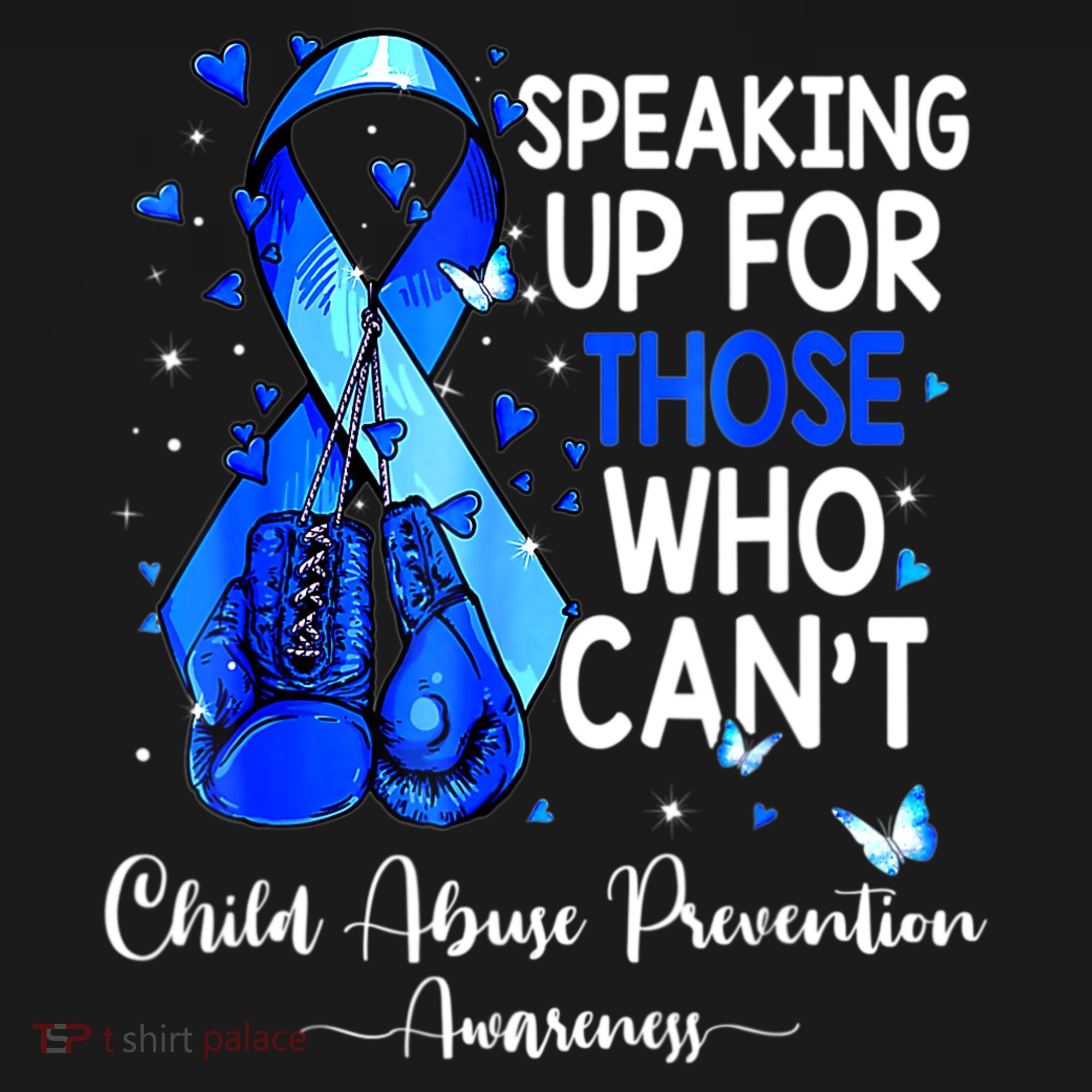 Boxing Gloves Blue Ribbon Child Abuse Prevention Awareness Sweatshirt