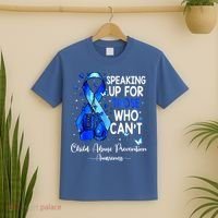 Boxing Gloves Blue Ribbon Child Abuse Prevention Awareness T-Shirt thumb 2