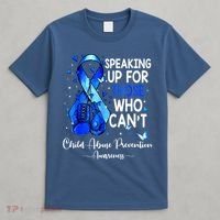 Boxing Gloves Blue Ribbon Child Abuse Prevention Awareness T-Shirt thumb 4