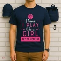 Basketball -Girl Basketball Gift- Play Like a Girl T-Shirt thumb 6
