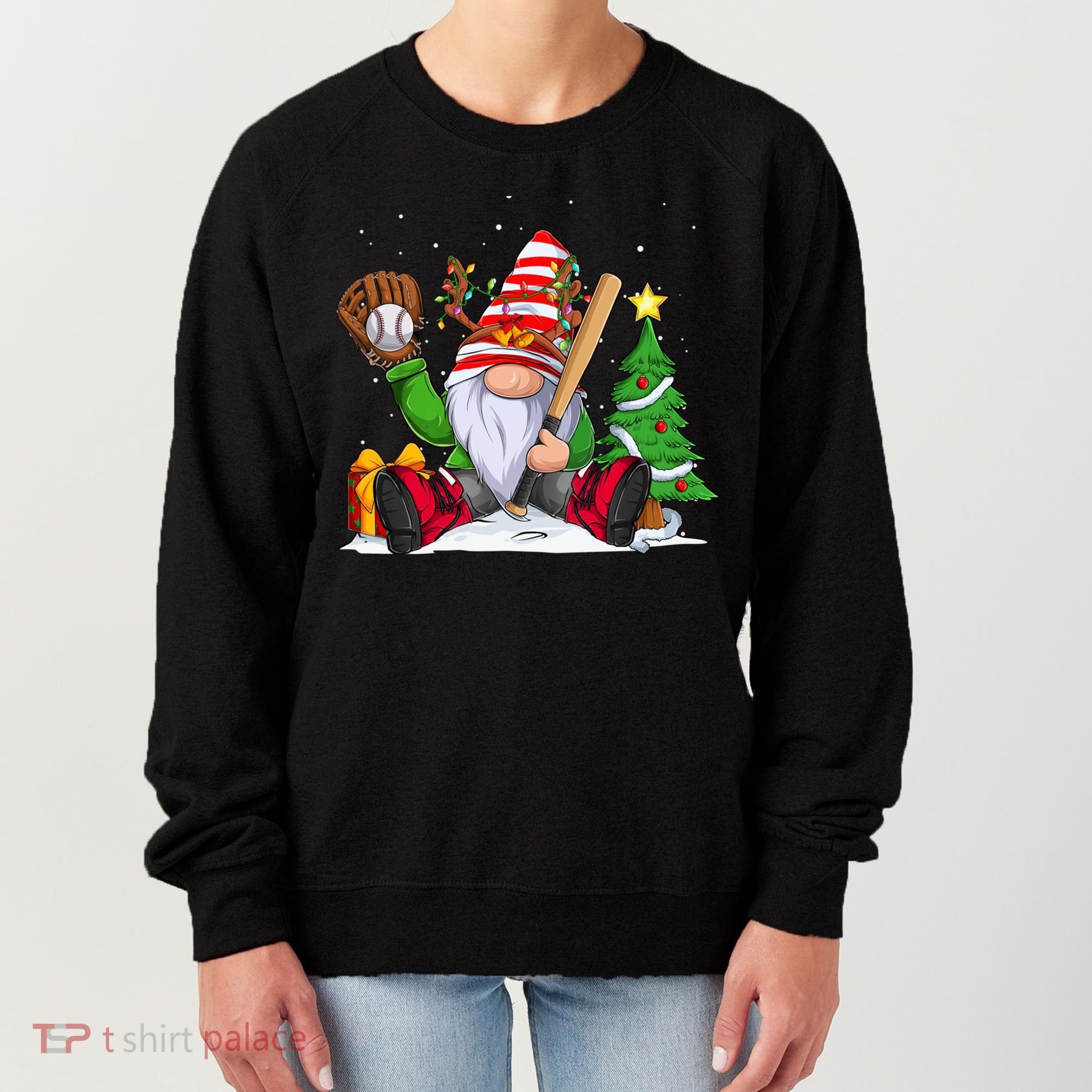 Baseball Gnome Christmas Winter Season Catcher Pitcher Funny Gift Women's Sweatshirt