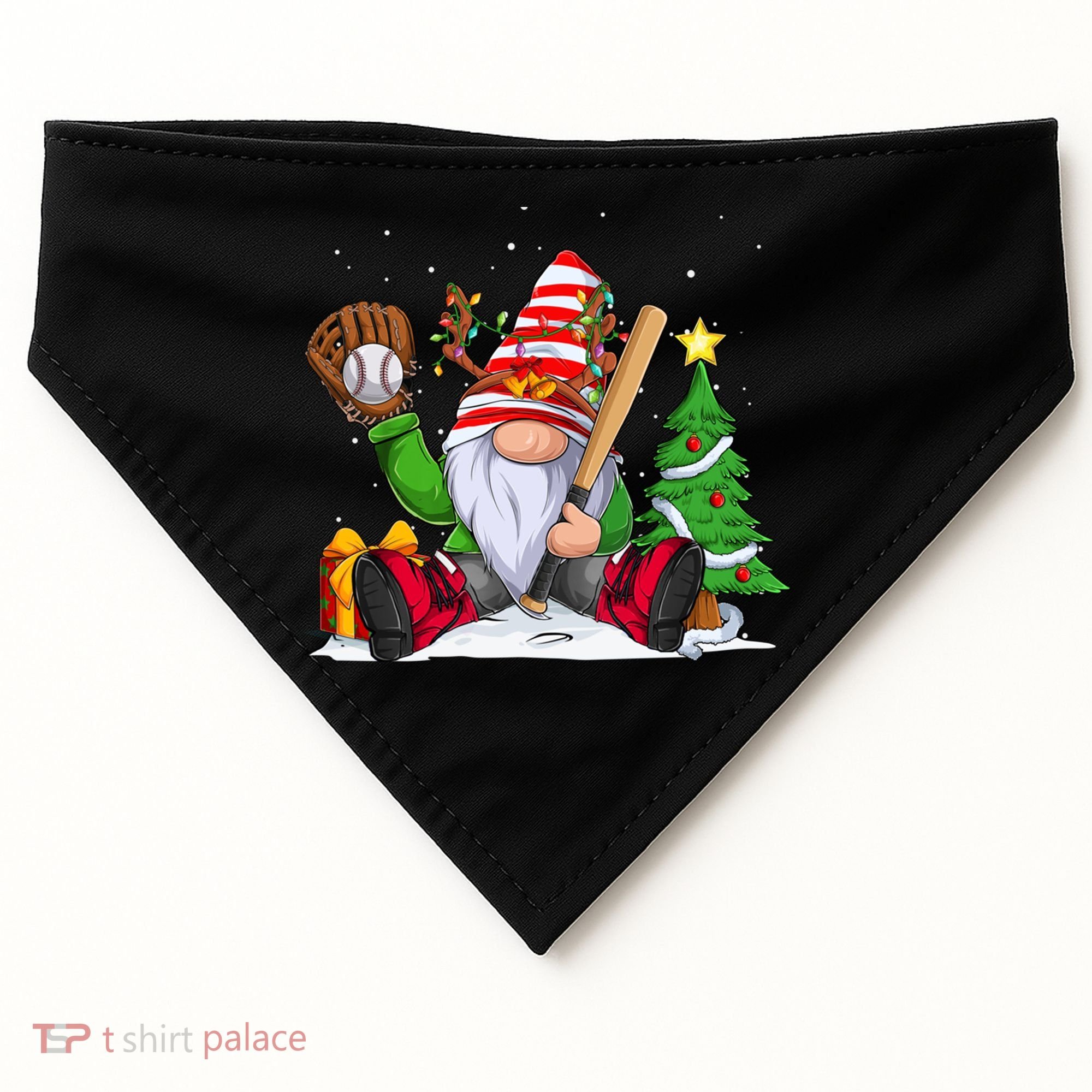 Baseball Gnome Christmas Winter Season Catcher Pitcher Funny Gift USA-Made Doggie Bandana