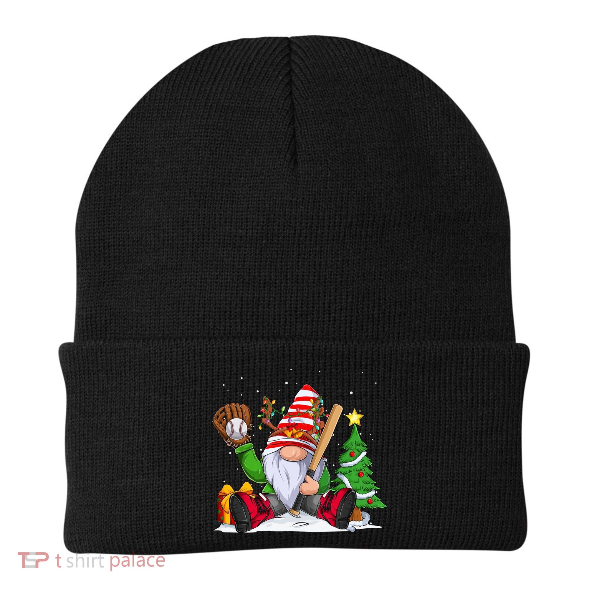 Baseball Gnome Christmas Winter Season Catcher Pitcher Funny Gift Beanie