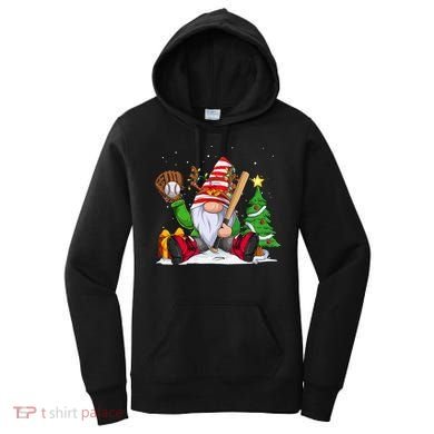 Baseball Gnome Christmas Winter Season Catcher Pitcher Funny Gift Women's Hoodie