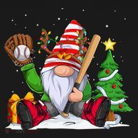 Baseball Gnome Christmas Winter Season Catcher Pitcher Funny Gift Women's Hoodie thumb 2