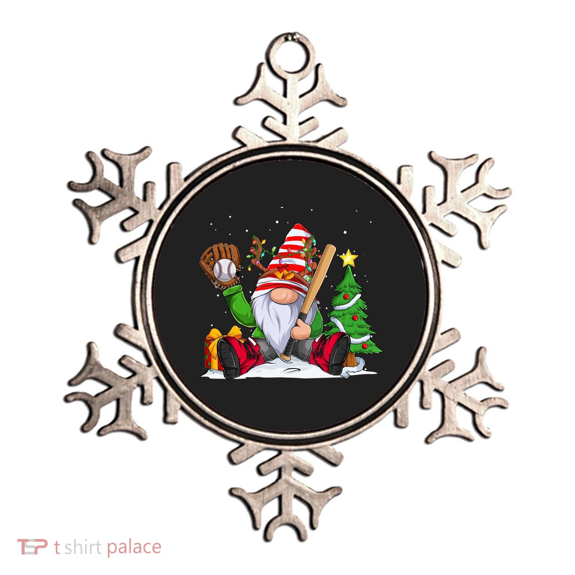 Baseball Gnome Christmas Winter Season Catcher Pitcher Funny Gift Ornament