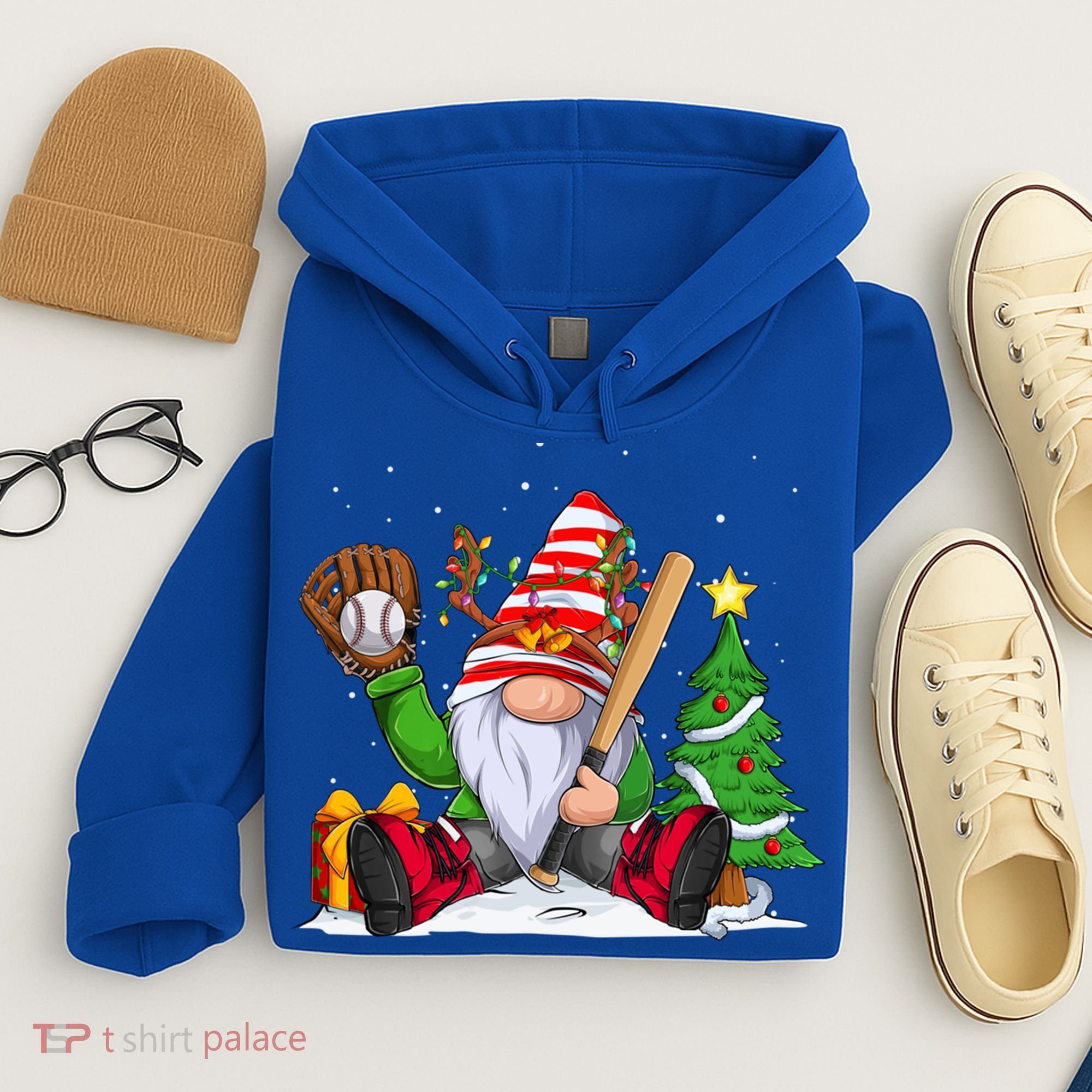 Baseball Gnome Christmas Winter Season Catcher Pitcher Funny Gift Hoodie