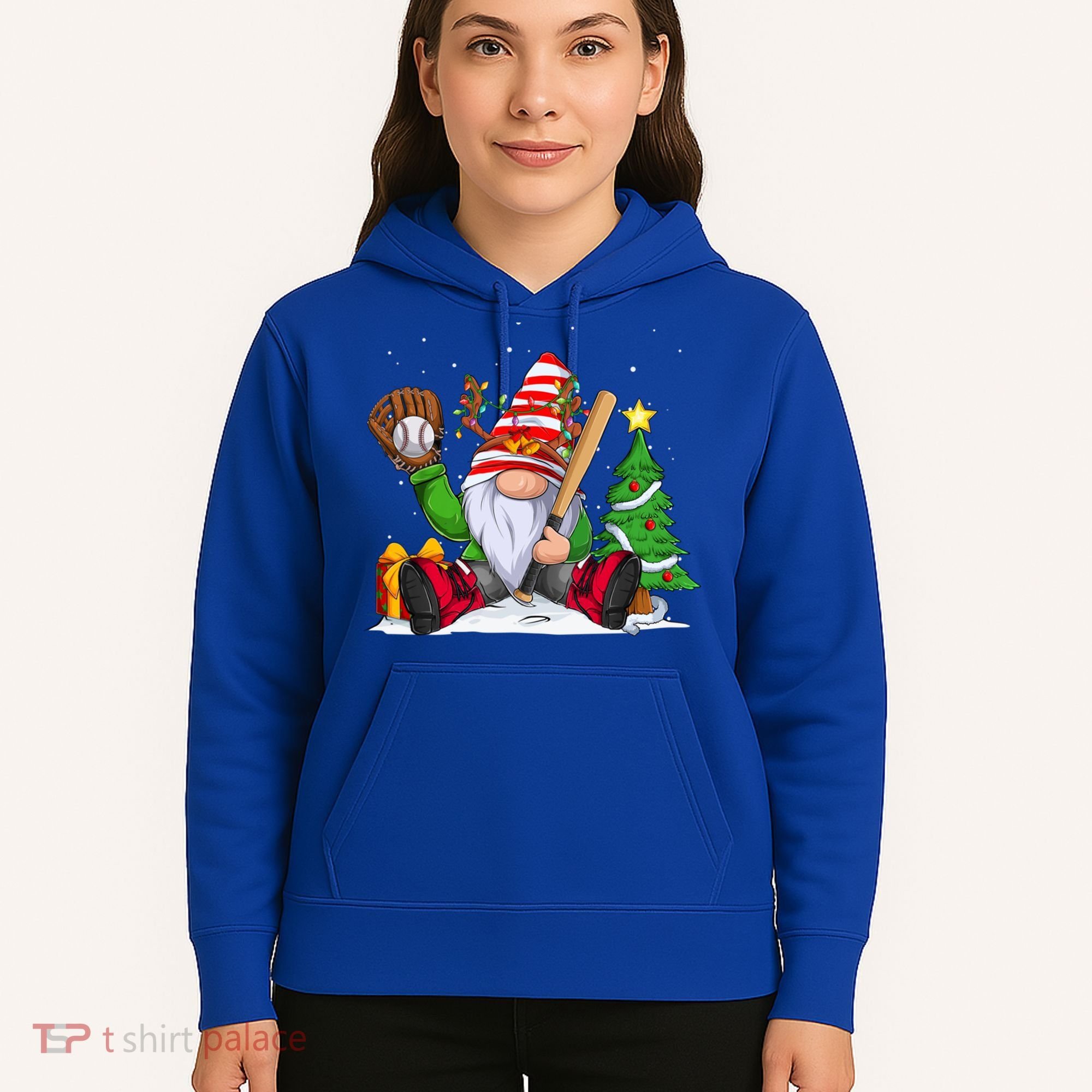 Baseball Gnome Christmas Winter Season Catcher Pitcher Funny Gift Hoodie