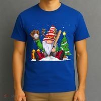 Baseball Gnome Christmas Winter Season Catcher Pitcher Funny Gift T-Shirt thumb 3