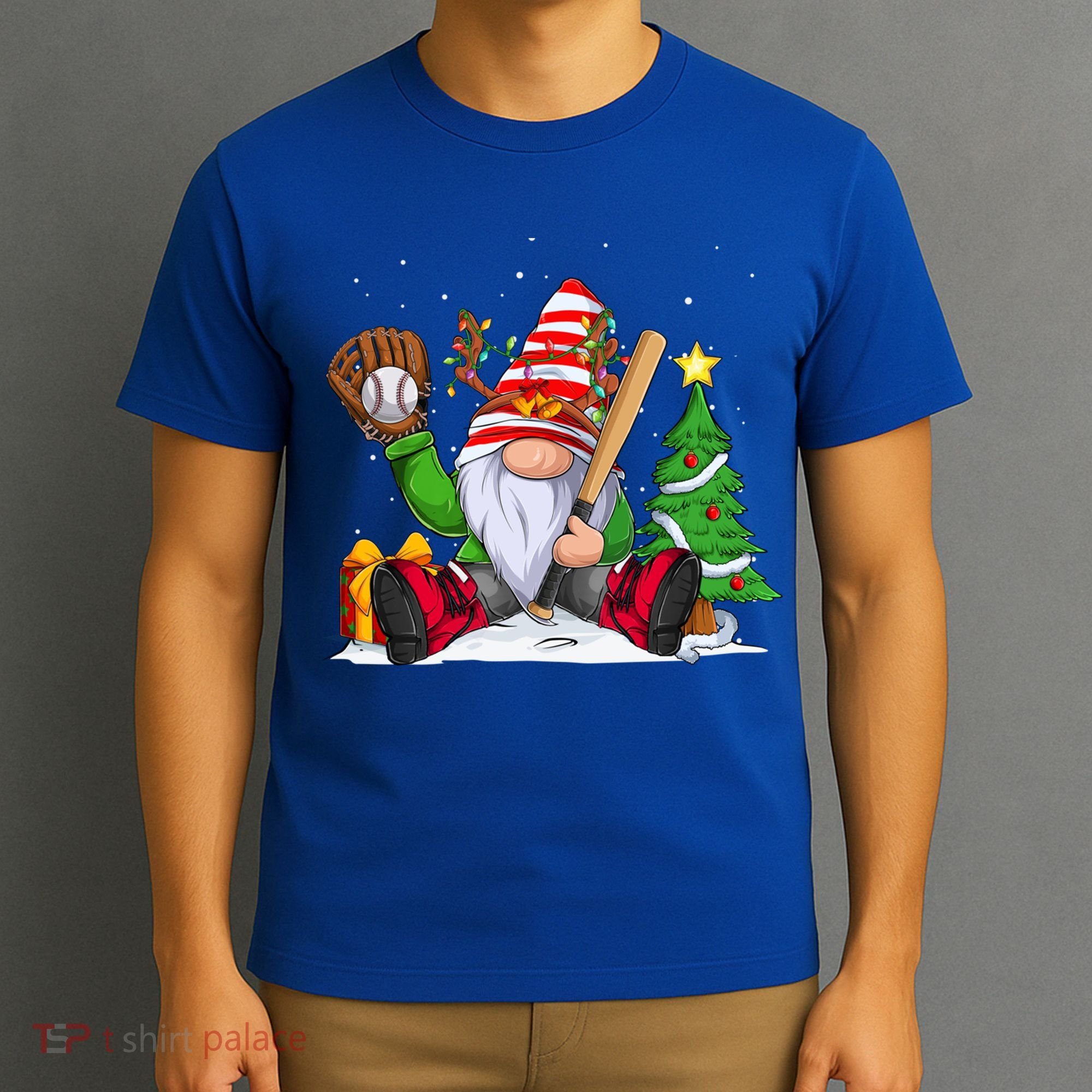 Baseball Gnome Christmas Winter Season Catcher Pitcher Funny Gift T-Shirt