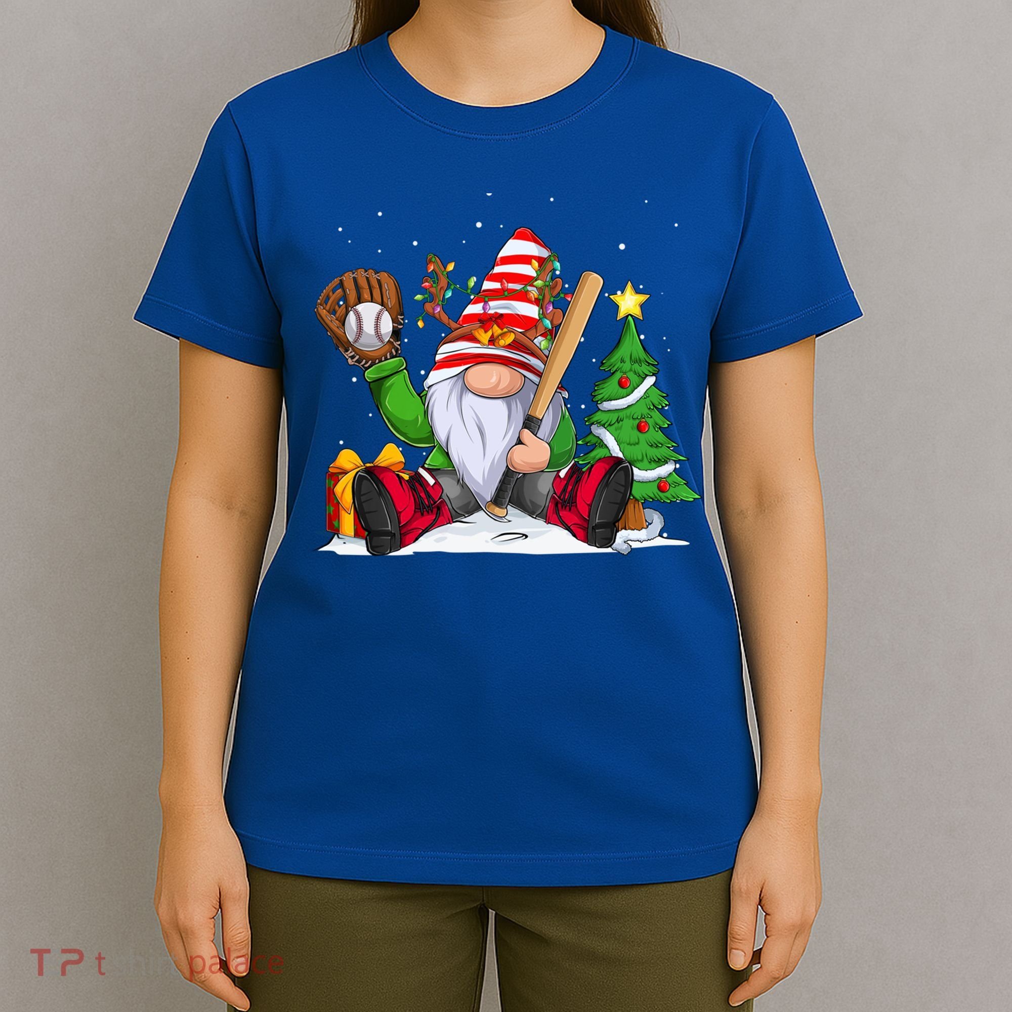 Baseball Gnome Christmas Winter Season Catcher Pitcher Funny Gift T-Shirt