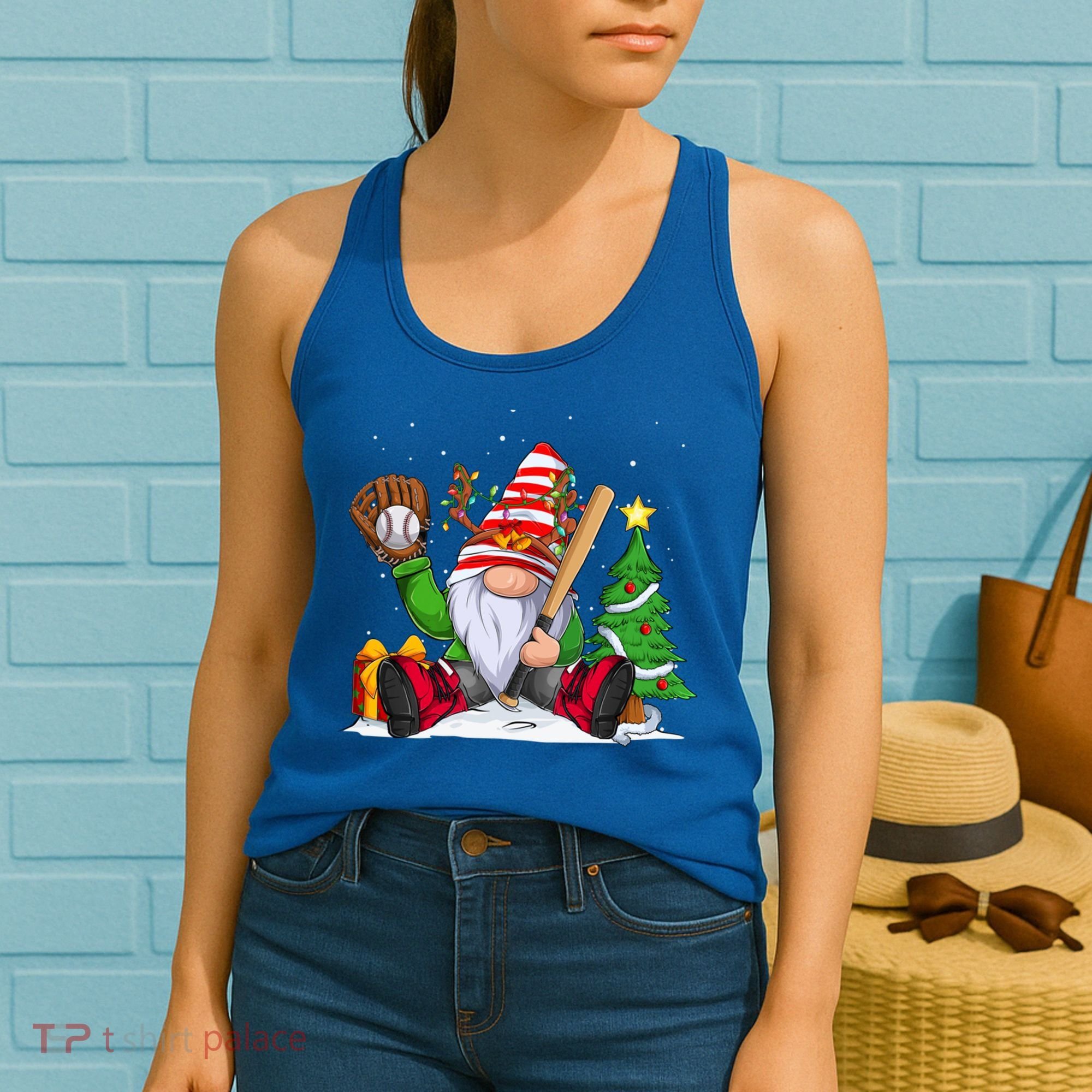 Baseball Gnome Christmas Winter Season Catcher Pitcher Funny Gift Women's Tank Top