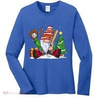 Baseball Gnome Christmas Winter Season Catcher Pitcher Funny Gift Women's Long Sleeve Shirt thumb 0